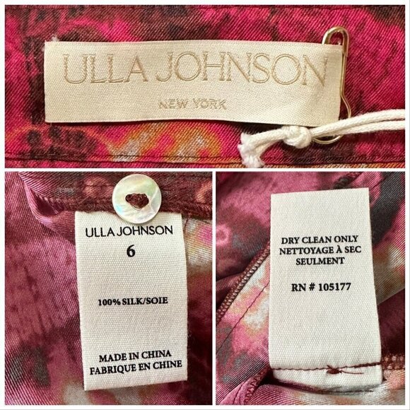Ulla Johnson Jude silk dress, Size 6, Wild Rose, NWT - Picture 5 of 16